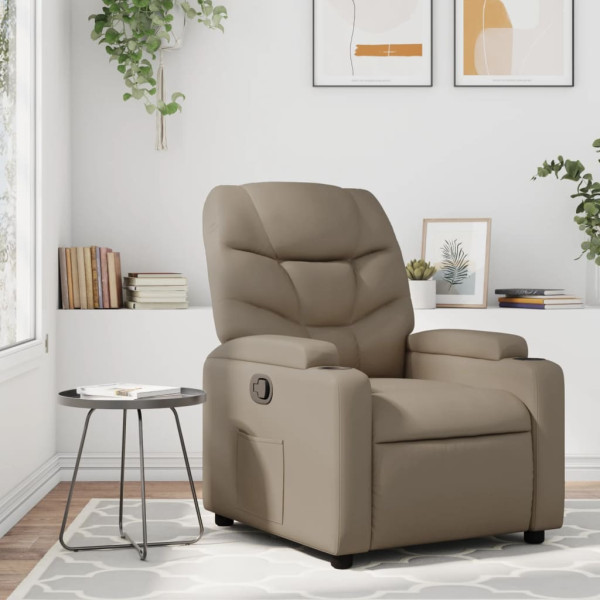 Sillón reclinable de cuero sintético color capuchino D