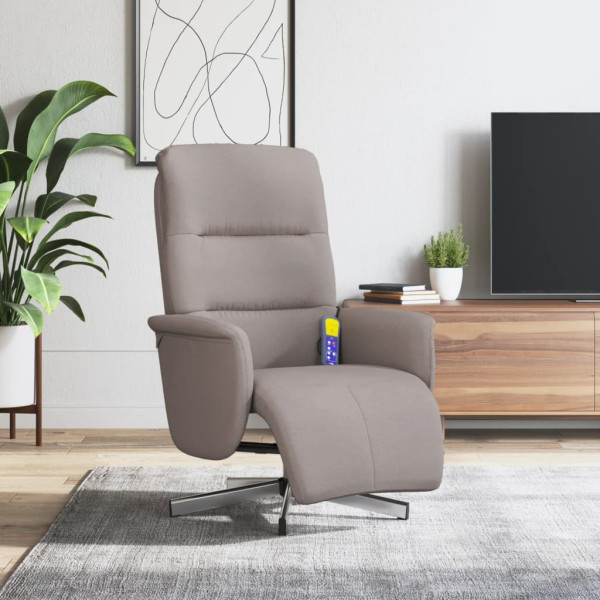 Sillón reclinable de masaje con reposapiés tela gris taupe D