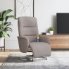 Sillón reclinable de masaje con reposapiés tela gris taupe 1
