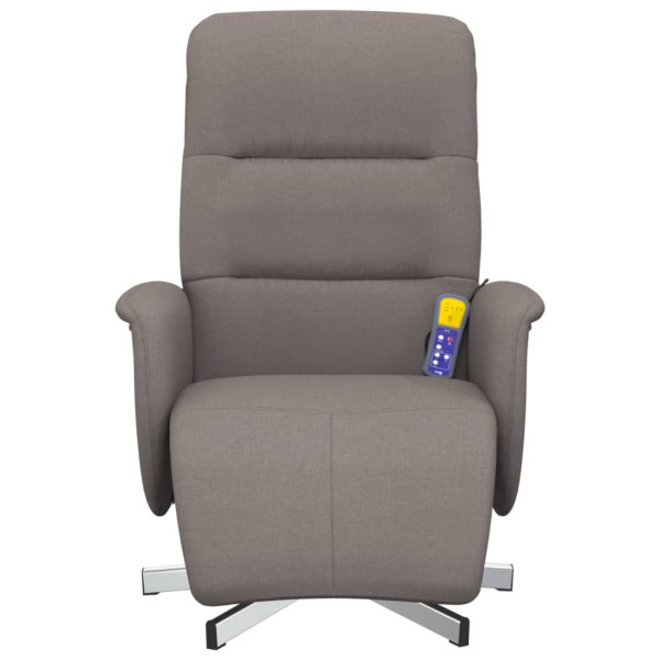 Sillón reclinable de masaje con reposapiés tela gris taupe M 3