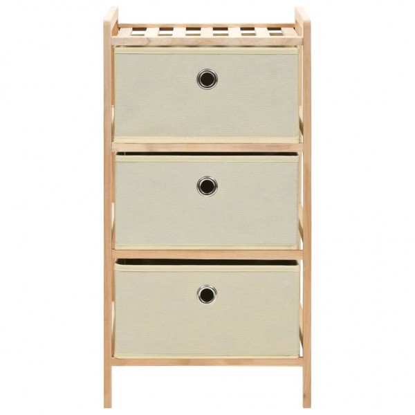 Estantería de almacenaje 3 cestas de tela madera de cedro beige M 3