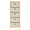Estantería de almacenaje 5 cestas de tela madera de cedro beige 2