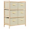 Estantería de almacenaje 6 cestas de tela madera de cedro beige 1