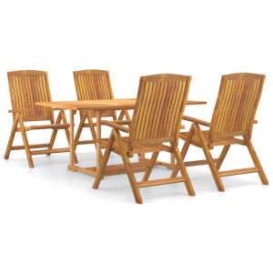 5 pcs conjunto de jantar p/ jardim madeira de teca maciça H