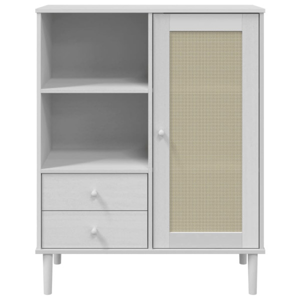 Aparador alto SENJA aspecto de ratán madera blanco 90x40x112 cm M 5