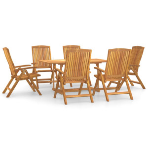 Conjunto de jantar para jardim 7 pcs madeira de teca maciça H
