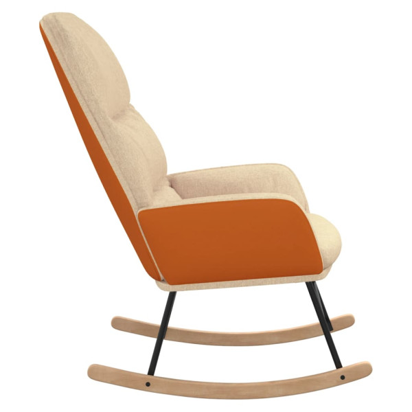 Silla mecedora de tela blanco crema M 4