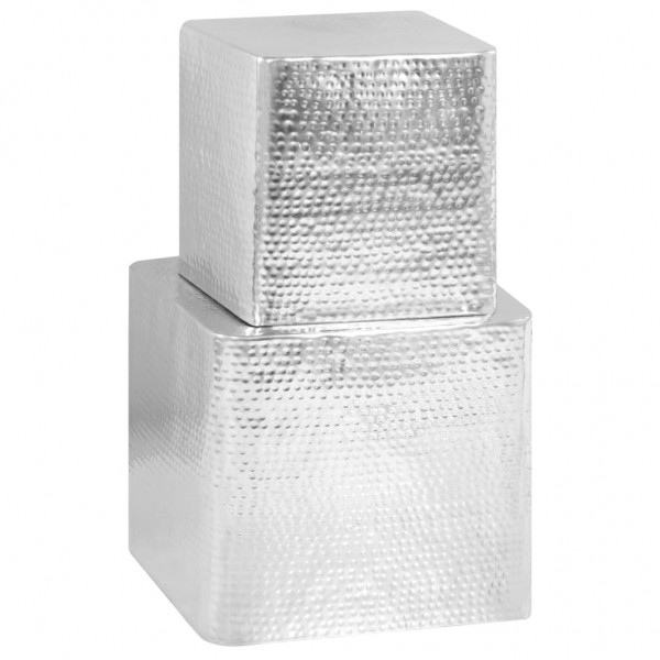 Mesas de centro 2 piezas aluminio plateado M 3