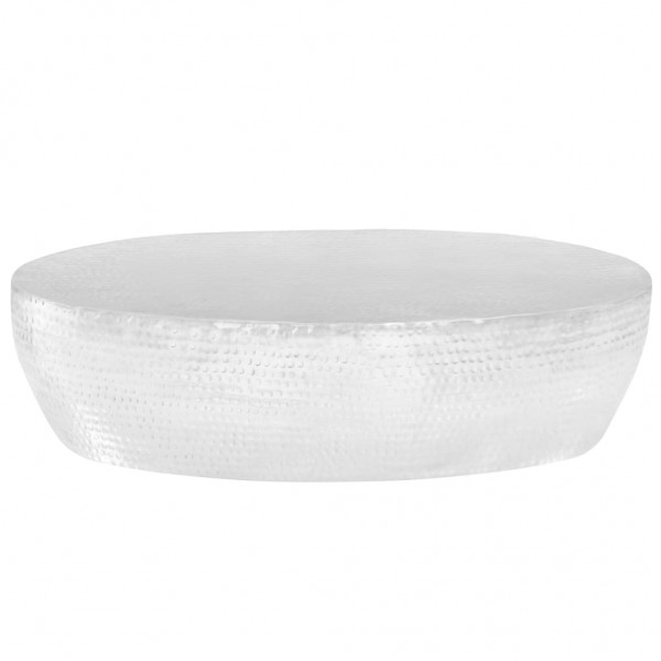 Mesa de centro aluminio martillado 100x50x28 cm plateado M 2