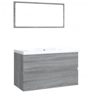 Set de muebles de baño madera contrachapada gris Sonoma H