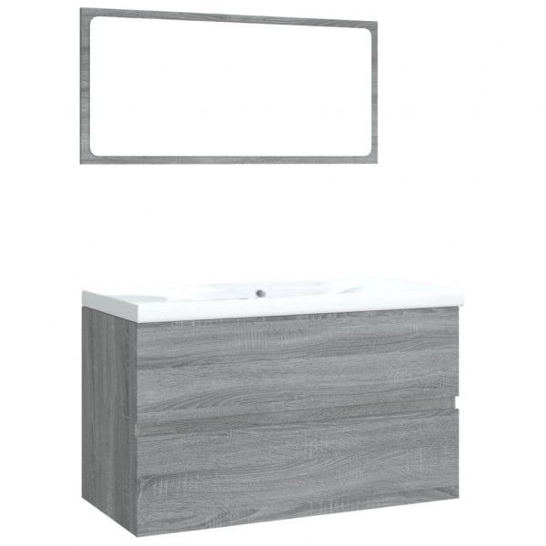Set de muebles de baño madera contrachapada gris Sonoma M 2
