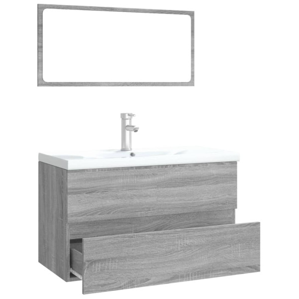 Set de muebles de baño madera contrachapada gris Sonoma M 4