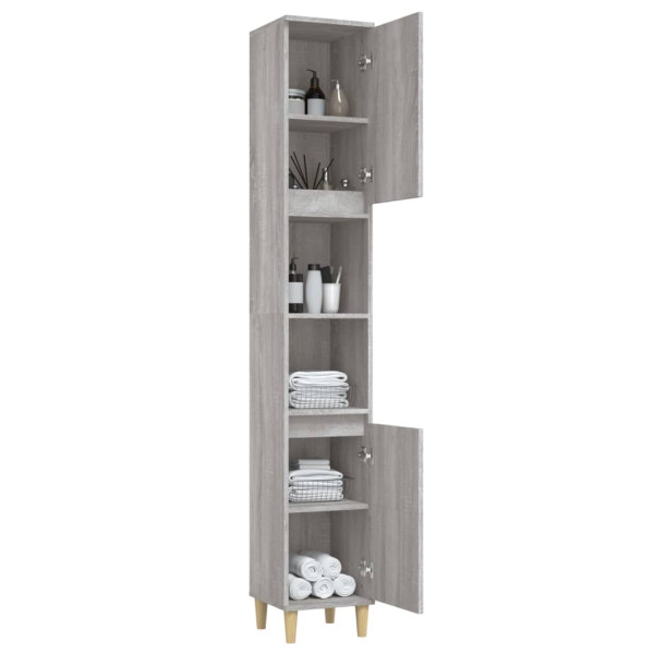 Armario de baño madera contrachapada gris Sonoma 30x30x190 cm M 5