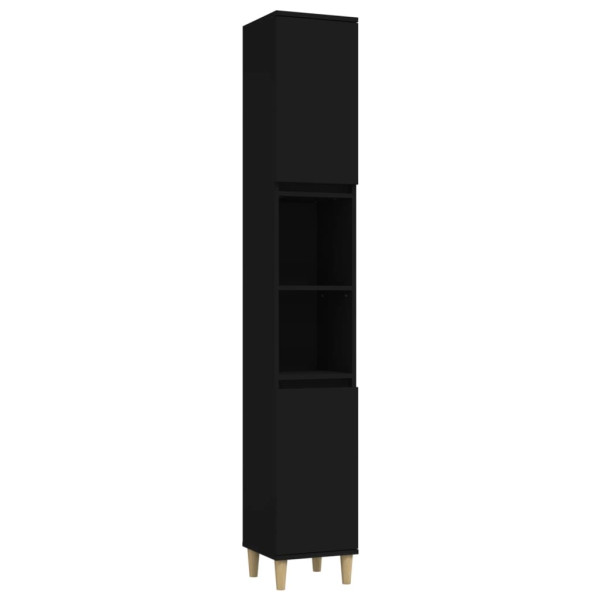 Armario de baño madera contrachapada negro 30x30x190 cm M 2