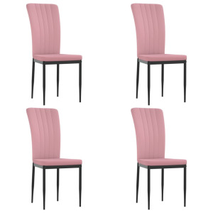 Cadeiras de jantar 4 pcs veludo rosa H