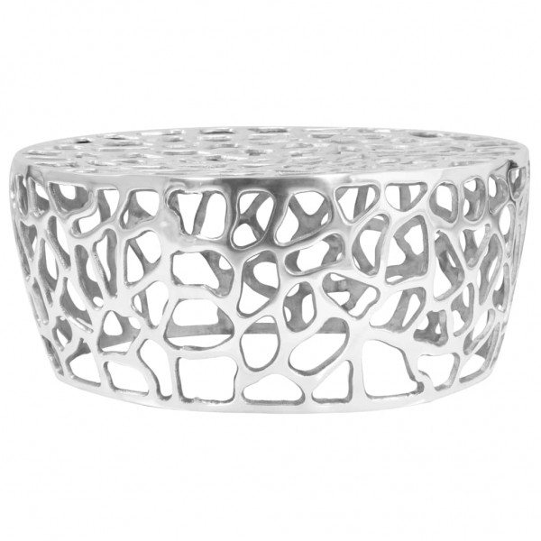 Mesa de centro de aluminio fundido 70x30 cm plateado D