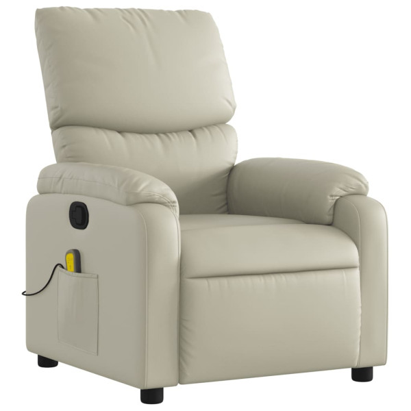 Sillón reclinable de masaje cuero sintético crema M 3