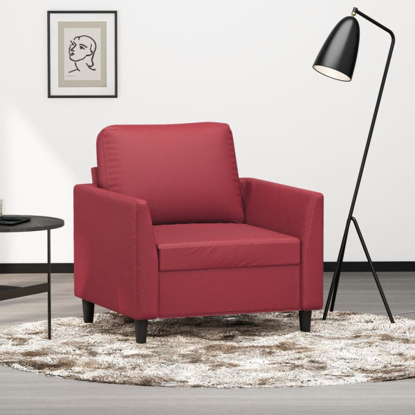 Sillón cuero sintético rojo tinto 60 cm D