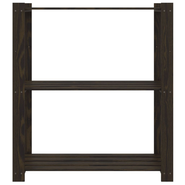 Estantería de 3 niveles madera maciza de pino negro 80x38x90 cm M 3