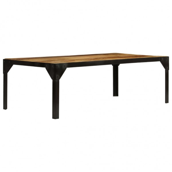Mesa de centro de madera maciza de mango rugosa y acero 110 cm D