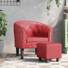 Sillón diseño de cubo con reposapiés cuero sintético rojo tinto 1