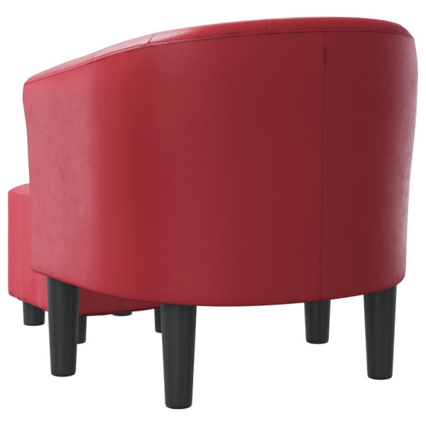 Sillón diseño de cubo con reposapiés cuero sintético rojo tinto M 5