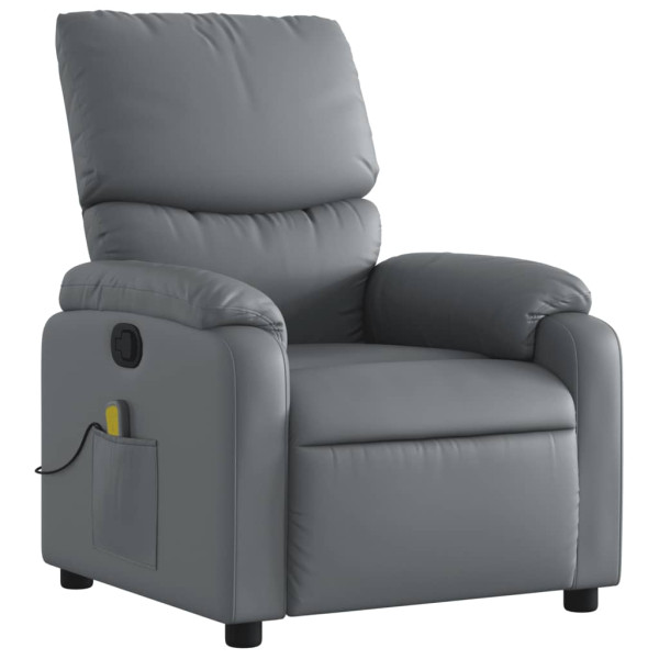 Sillón de masaje reclinable cuero sintético gris M 3