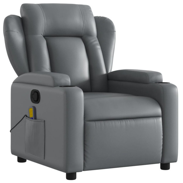 Sillón de masaje reclinable cuero sintético gris M 3