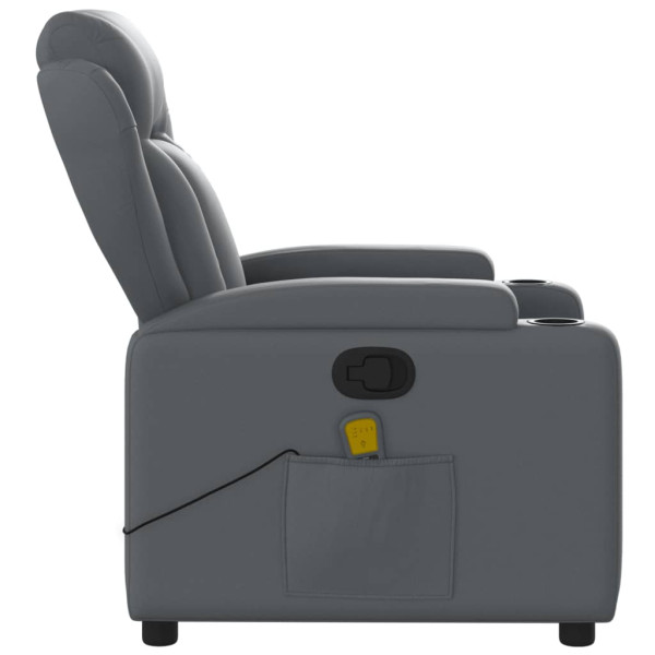 Sillón de masaje reclinable cuero sintético gris M 5