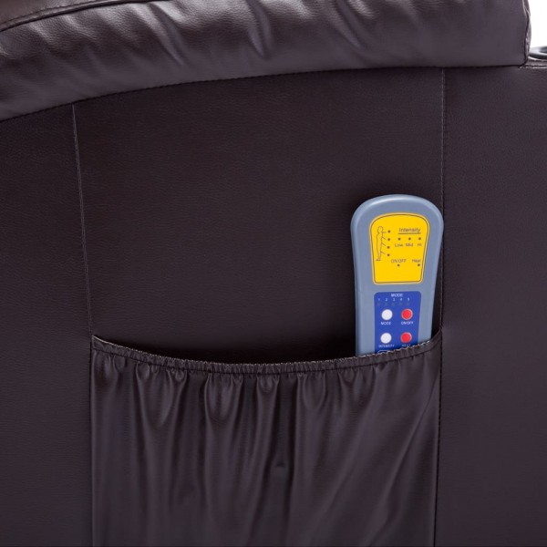 Sillón de masaje mecedora de cuero sintético marrón M 3
