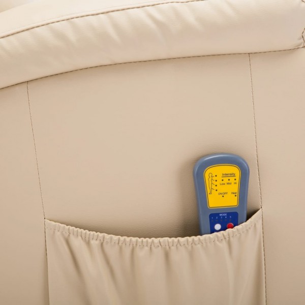 Sillón de masaje mecedora de cuero sintético crema M 3