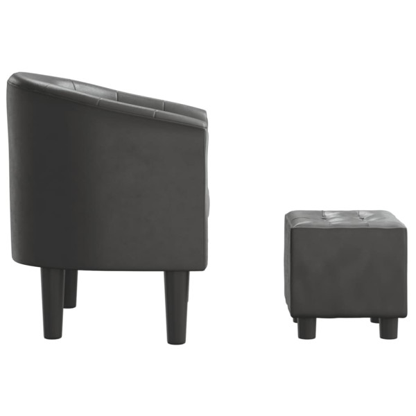 Sillón con taburete cuero sintético gris M 4