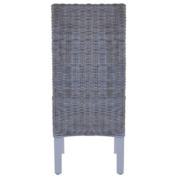 Sillas de comedor 2 uds ratán Kubu y madera mango marrón claro M 3