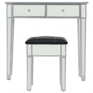 Toucador e banco em vidro espelhado MDF e vidro H