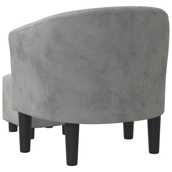 Sillón con taburete terciopelo gris claro M 5