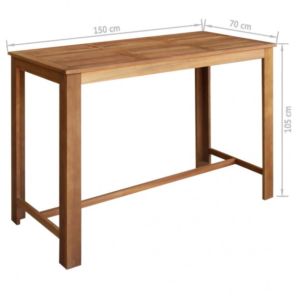 Set mesa de bar y taburetes 7 piezas de madera de acacia maciza M 5