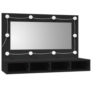 Mueble con espejo y LED negro 90x31.5x62 cm H