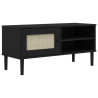 Mueble de TV SENJA aspecto ratán madera pino negro 106x40x49 cm 2