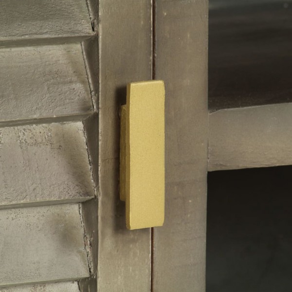 Mueble TV de madera de mango maciza gris y latón 110x30x48 cm M 3