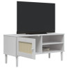 Mueble de TV SENJA aspecto ratán madera pino blanco 106x40x49cm 4