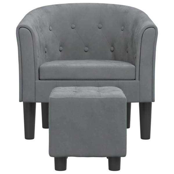 Sillón con taburete terciopelo gris oscuro M 3