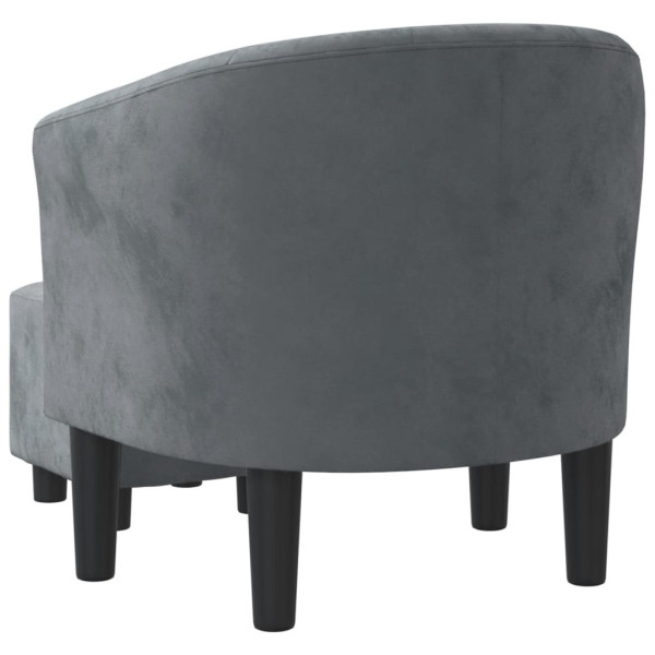 Sillón con taburete terciopelo gris oscuro M 5