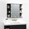 Mueble con espejo y LED negro 70x16.5x60 cm 1