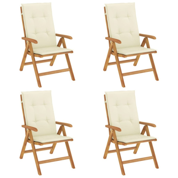 Cadeiras de jardim reclináveis c/ almofadões 4 pcs teca maciça M 2
