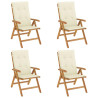 Cadeiras de jardim reclináveis c/ almofadões 4 pcs teca maciça 2