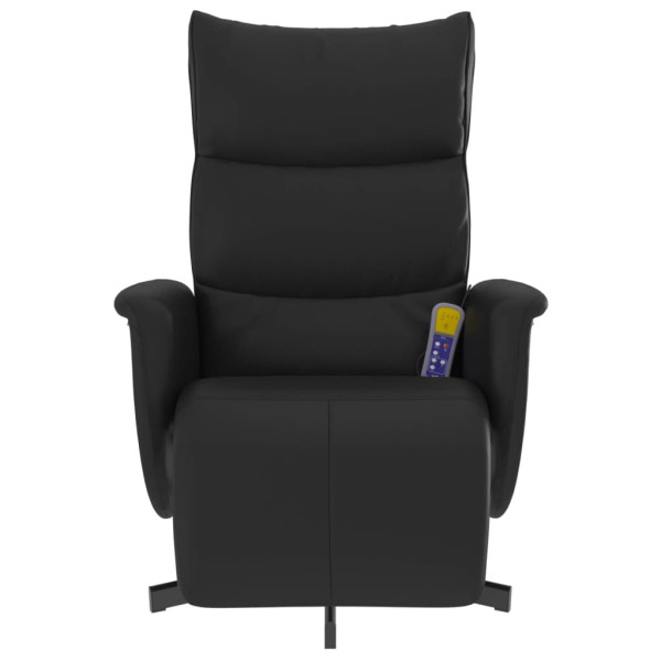 Sillón reclinable masaje con reposapiés cuero sintético negro M 3