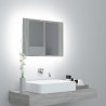 Armario con espejo y LED madera contrachapada gris 60x12x45 cm 1