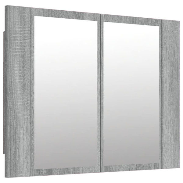 Armario con espejo y LED madera contrachapada gris 60x12x45 cm M 2