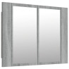 Armario con espejo y LED madera contrachapada gris 60x12x45 cm 2