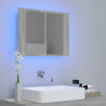 Armario con espejo y LED madera contrachapada gris 60x12x45 cm 3